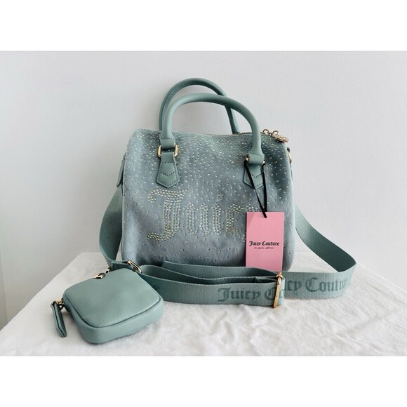 JUICY COUTURE LET IT SHINE SATCHEL BAG COOL BLUE Brand New With Tags - Picture 1 of 10